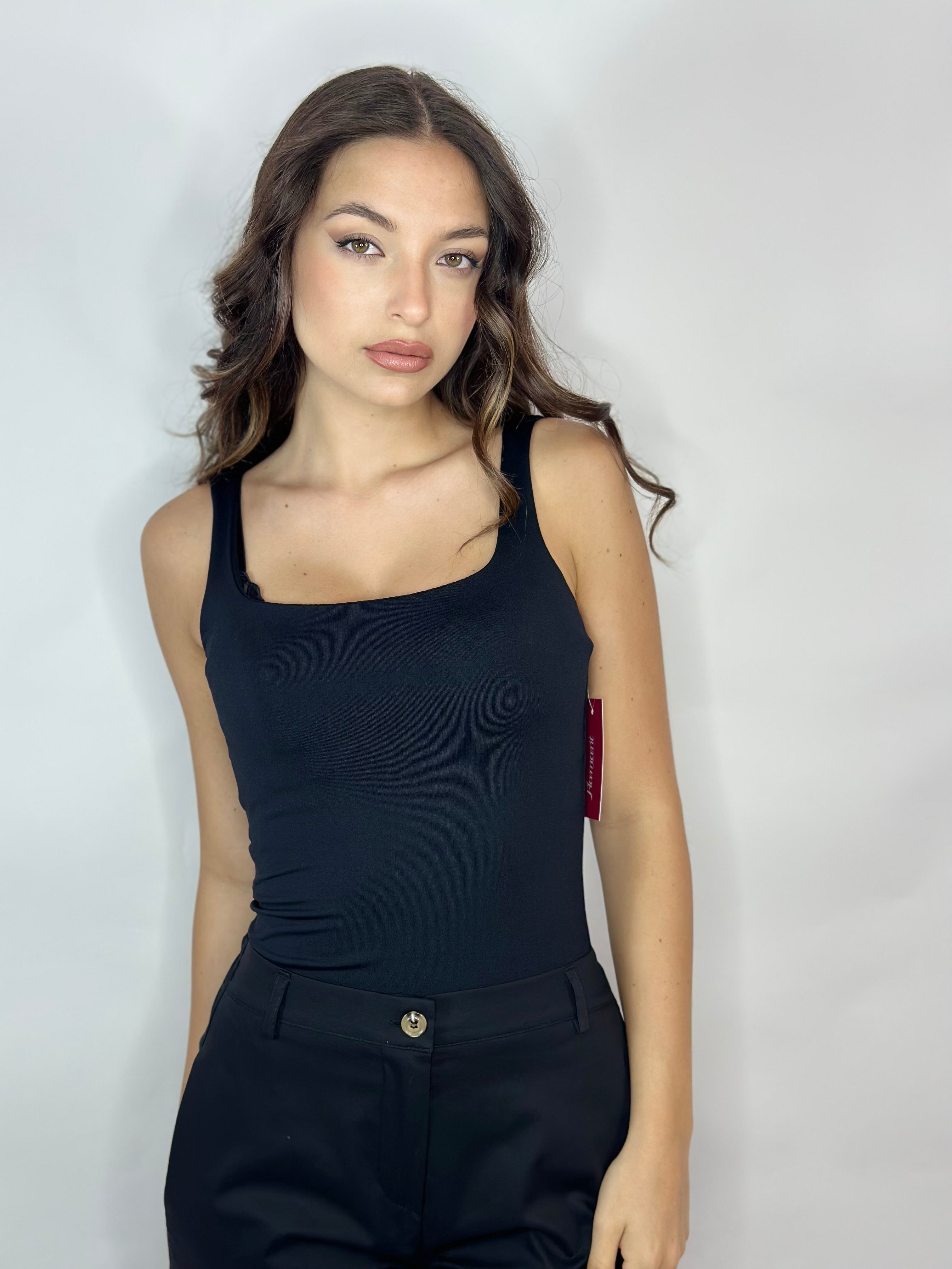 Top Lycra scollo quadrato