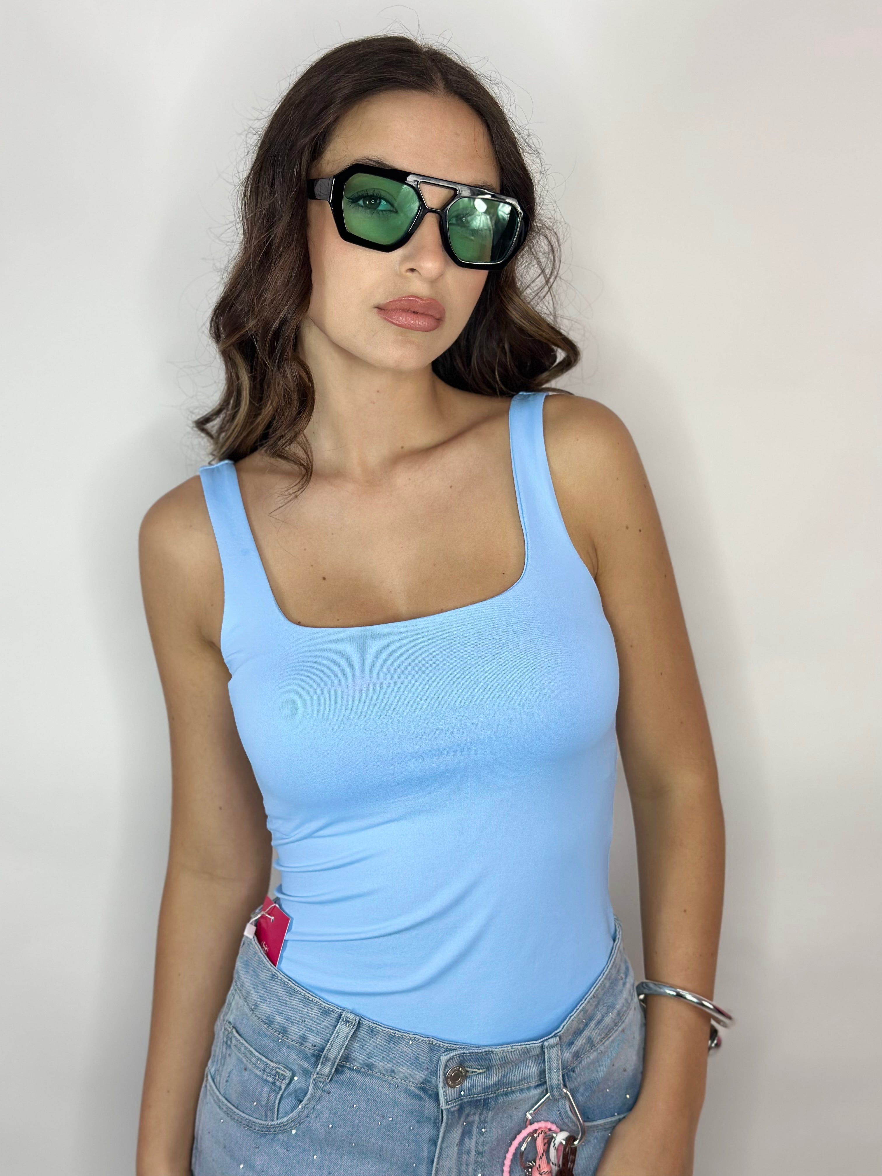 Top Lycra scollo quadrato