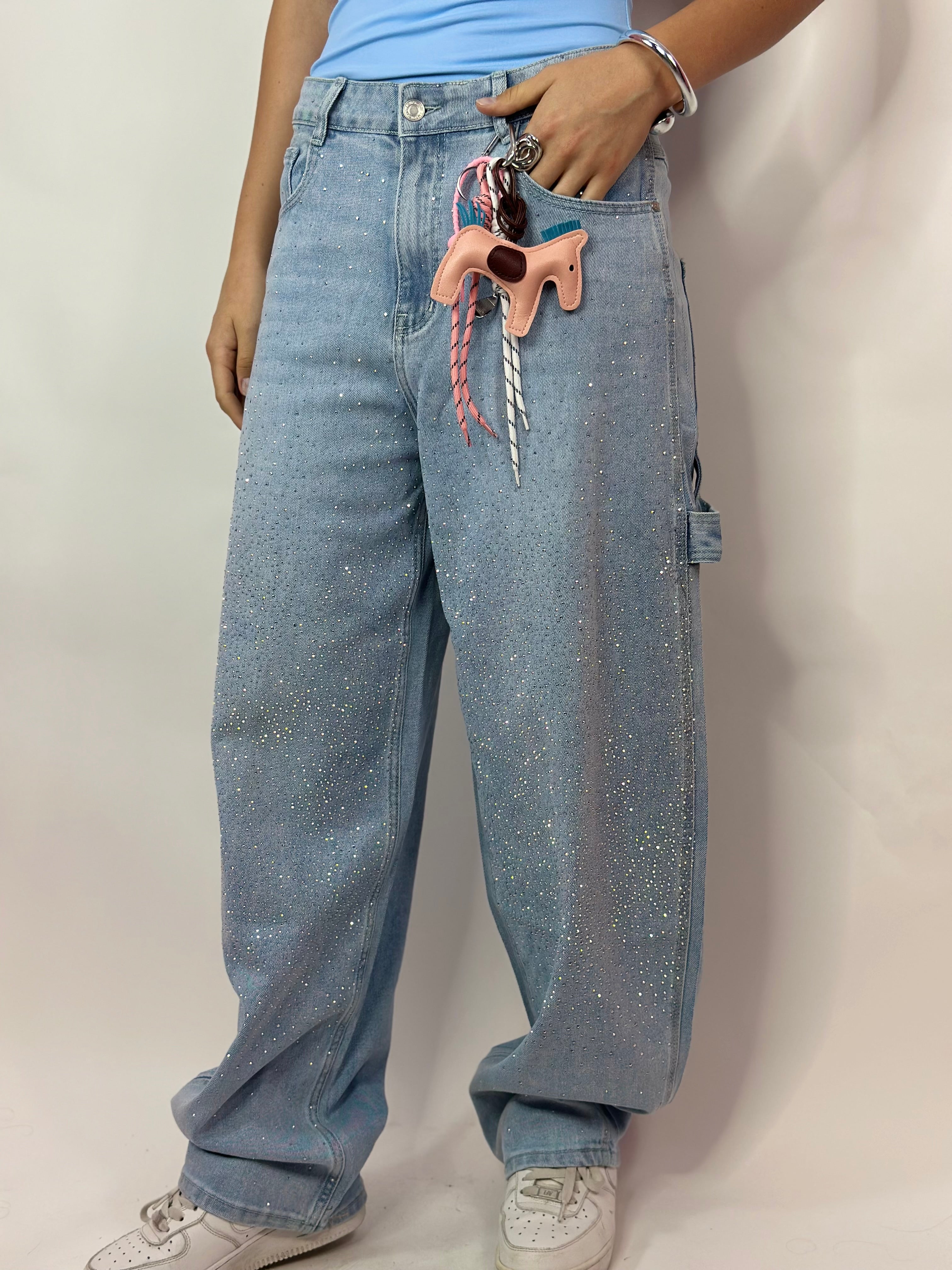 Jeans Skater Chiaro Brillantini