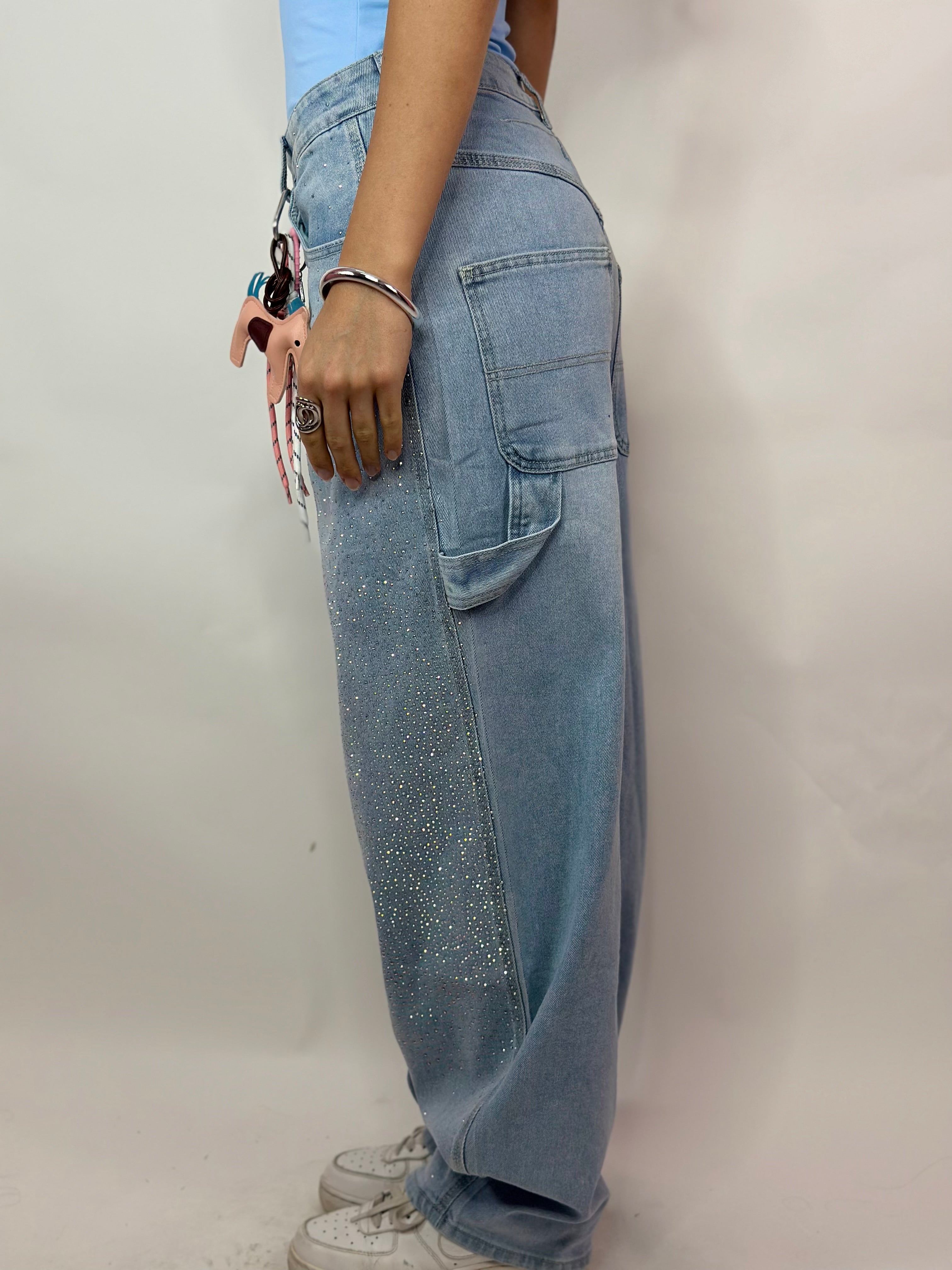 Jeans Skater Chiaro Brillantini